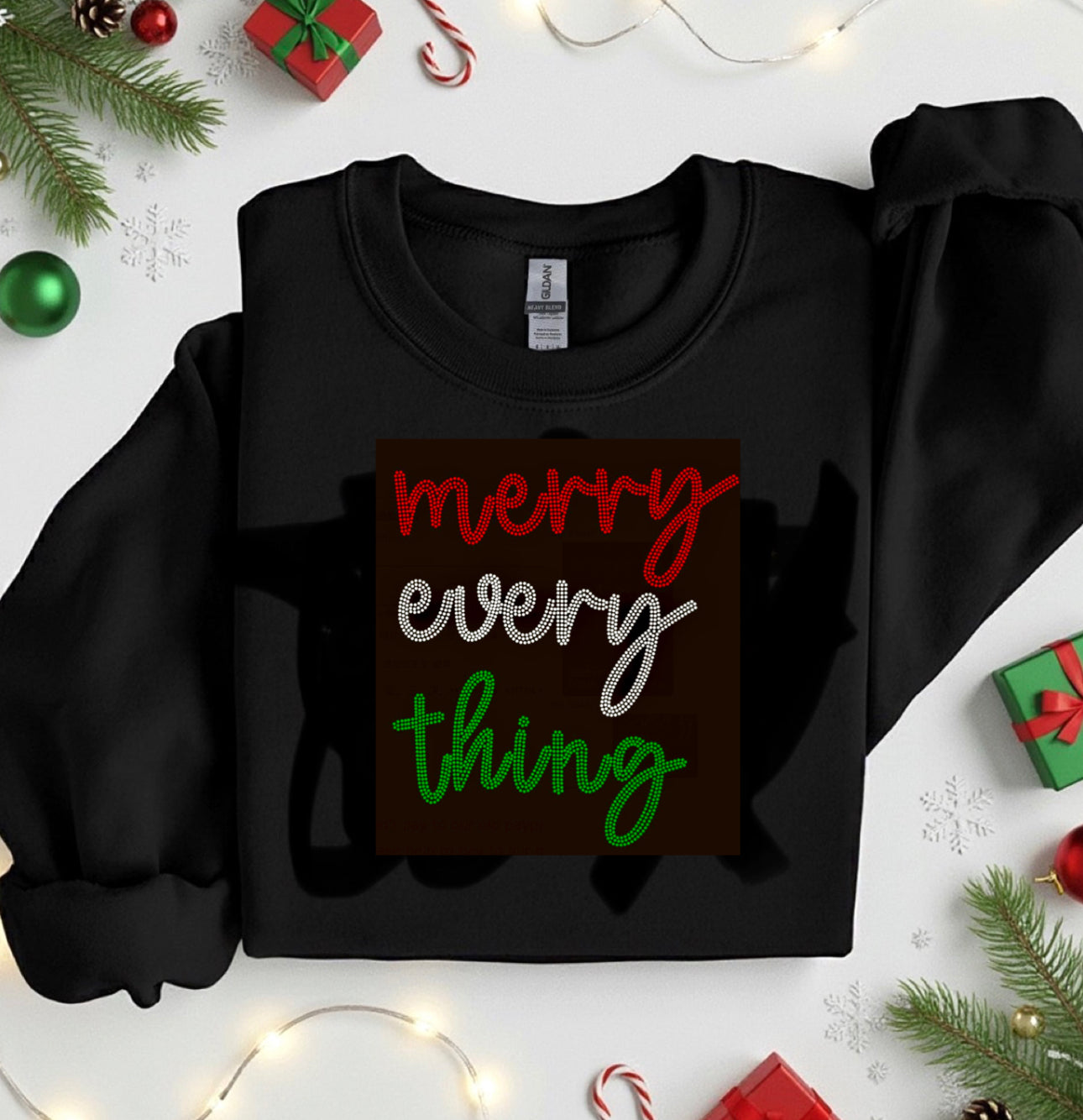 CHRISTMAS MERRY EVERY THING RHINESTONE TRANSFER
