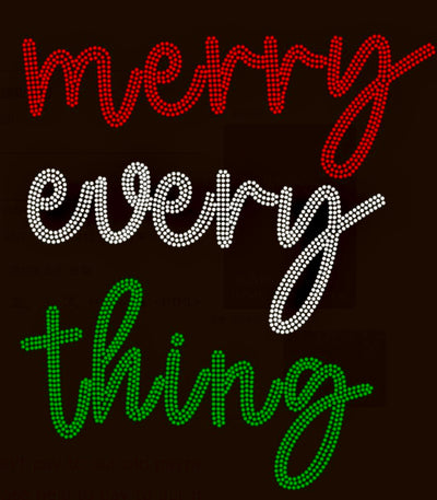 CHRISTMAS MERRY EVERY THING RHINESTONE TRANSFER