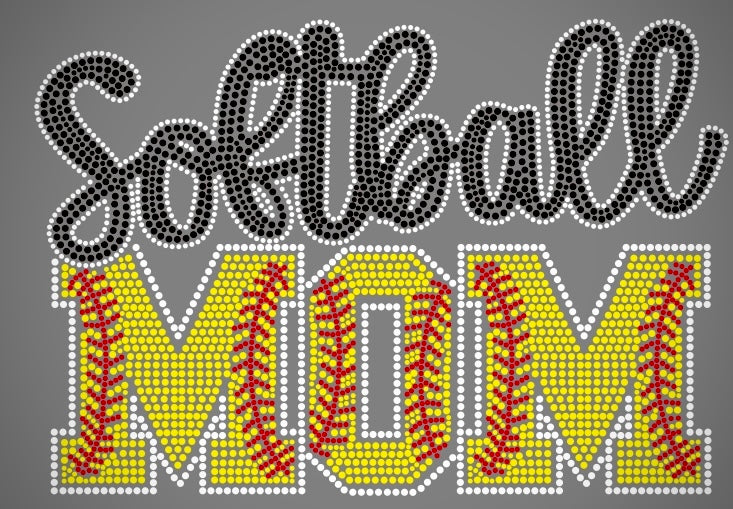 SOFTBALL MOM RHINESTONE TRANSFER