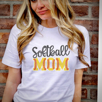 SOFTBALL MOM RHINESTONE TRANSFER