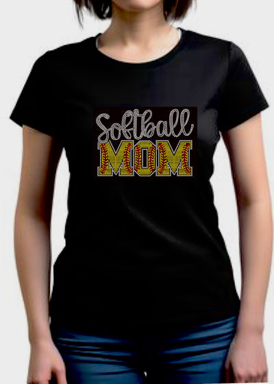 SOFTBALL MOM RHINESTONE TRANSFER