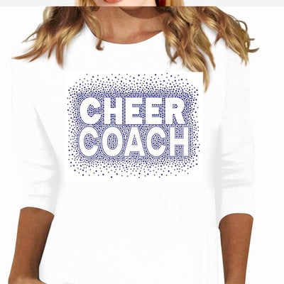 CHEER COACH COBALT BLUE RHINESTONE BURST TRANSFER