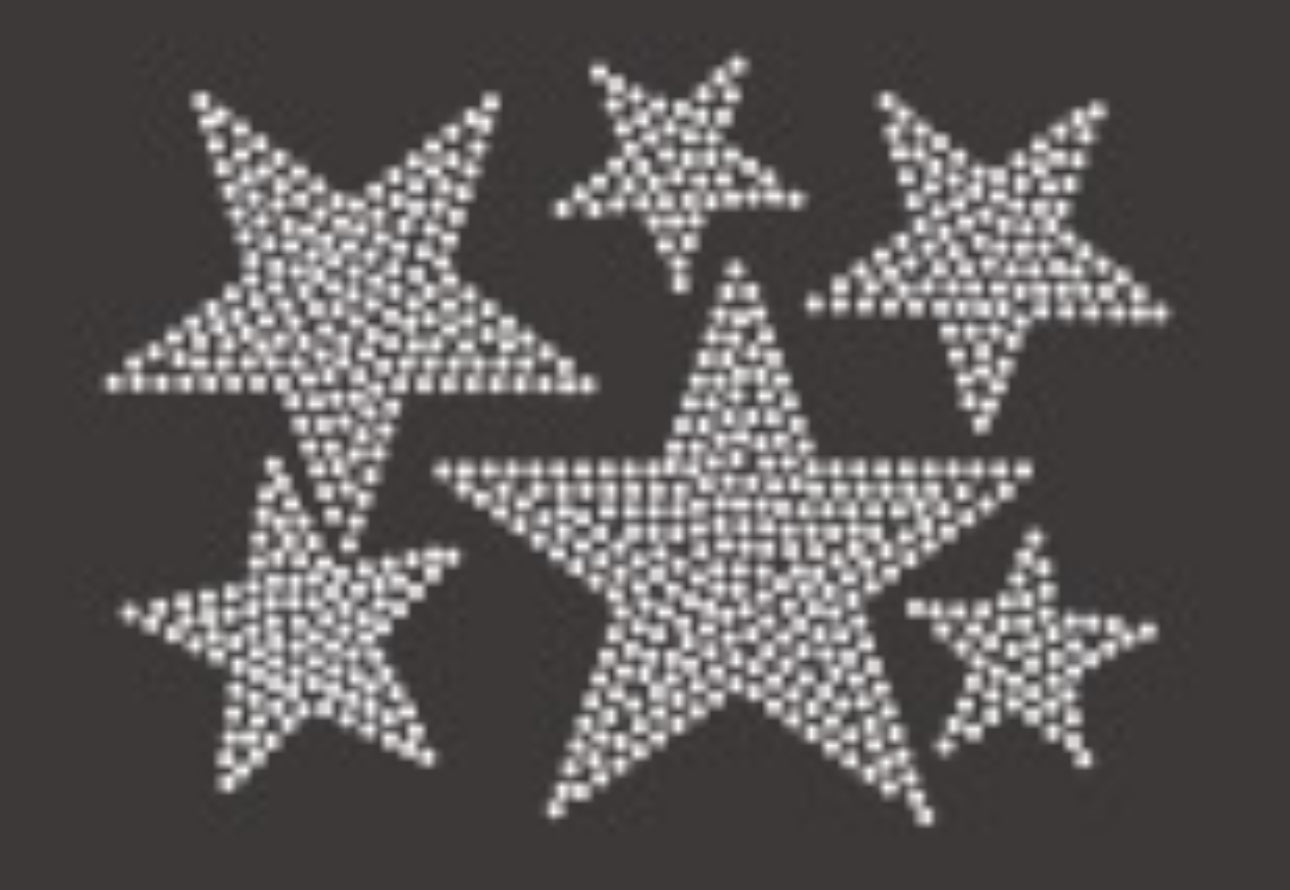 STARS CLEAR CRYSTAL SOLID FILLED RHINESTONE TRANSFERS - RANDOM SIZES