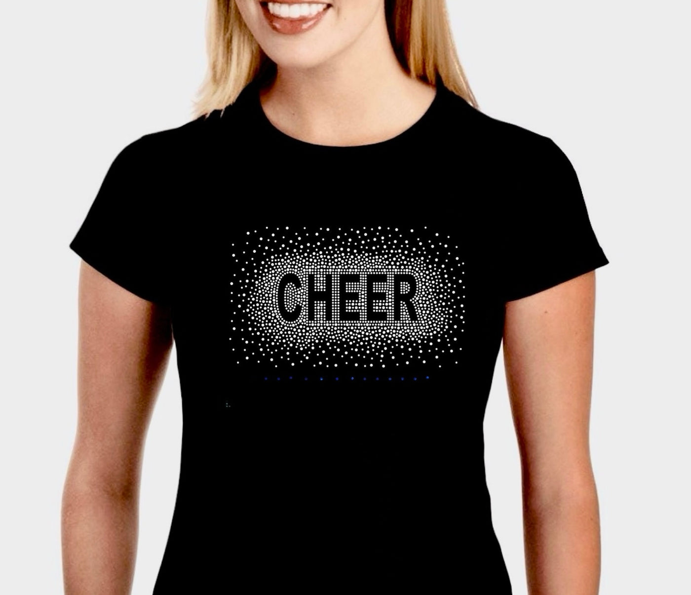 CHEER AB (iridescent) BLOCK FONT RHINESTONE BURST TRANSFER