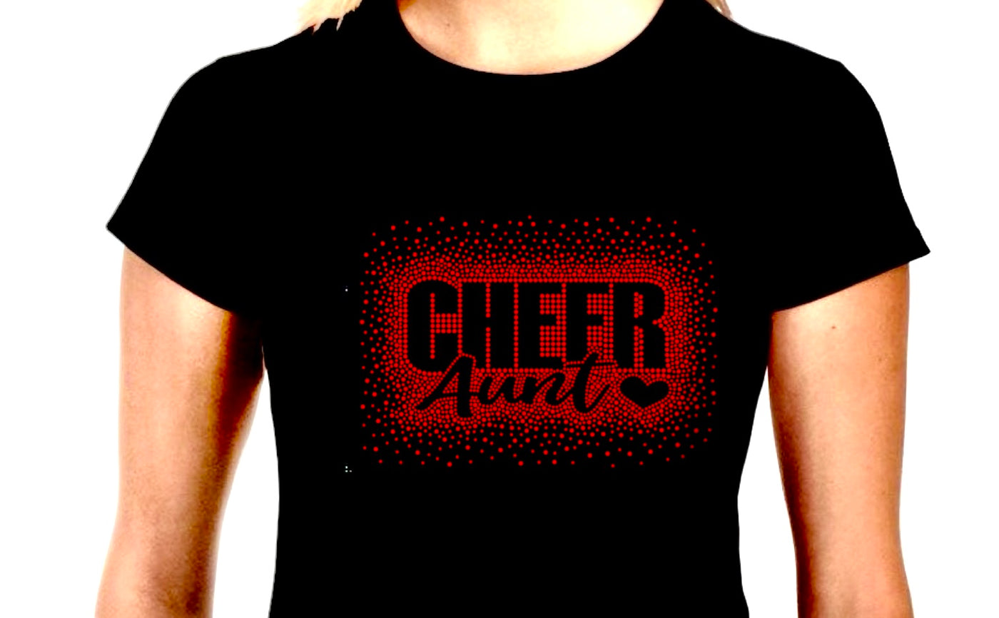 CHEER AUNT RED RHINESTONE BURST TRANSFER