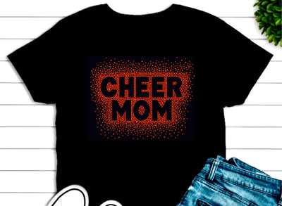 CHEER MOM RED RHINESTONE BURST TRANSFER