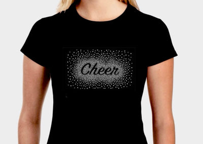 CHEER AB (iridescent) CURSIVE FONT RHINESTONE BURST TRANSFER