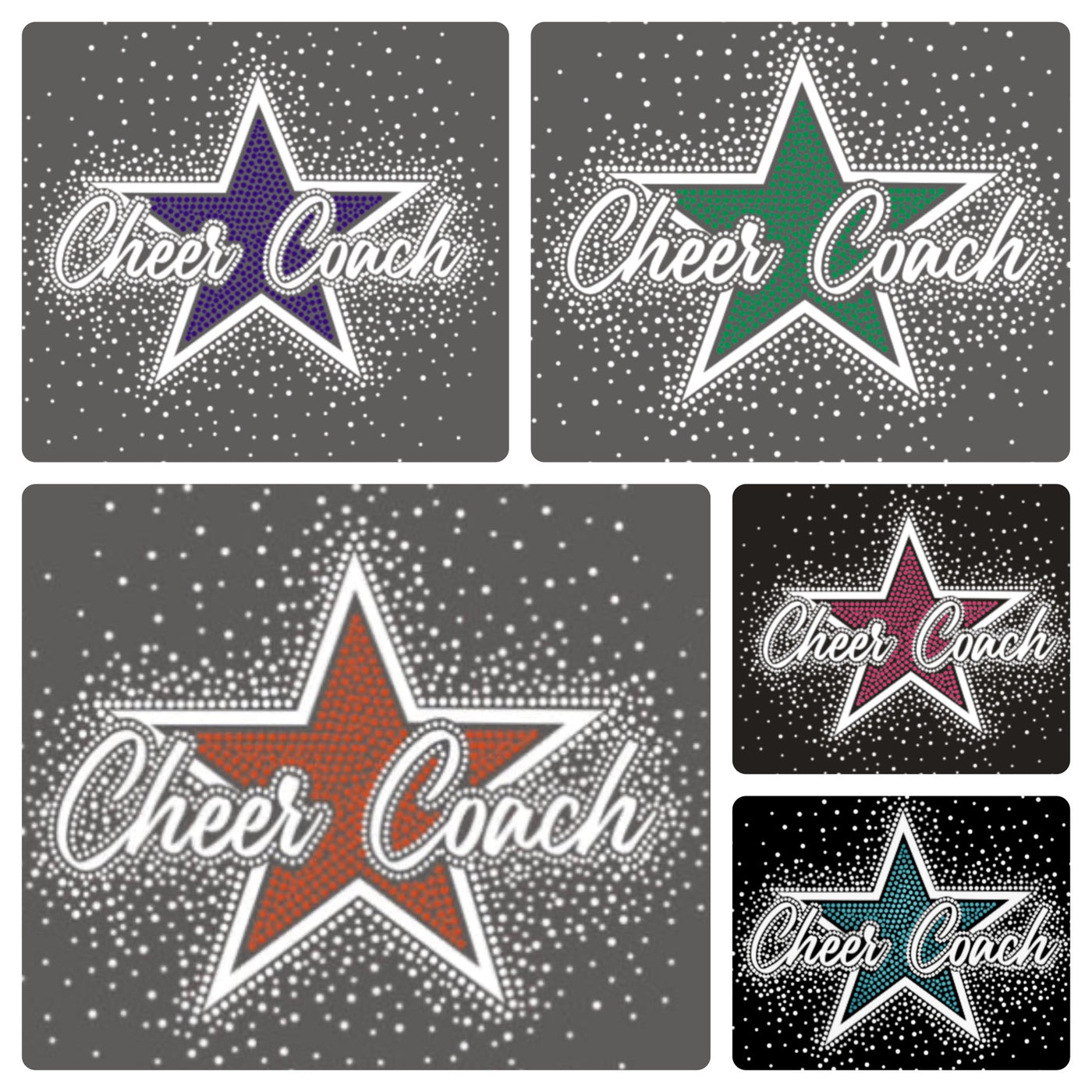 CHEER COACH STAR GLITTER & RHINESTONE TRANSFERS