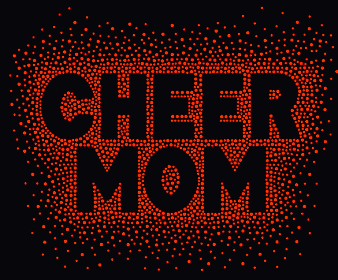 CHEER MOM RED RHINESTONE BURST TRANSFER