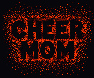 CHEER MOM RED RHINESTONE BURST TRANSFER