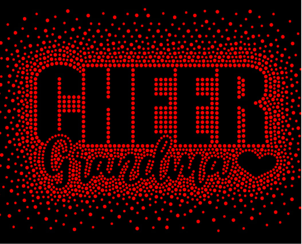 CHEER GRANDMA W/HEART RED RHINESTONE BURST TRANSFER