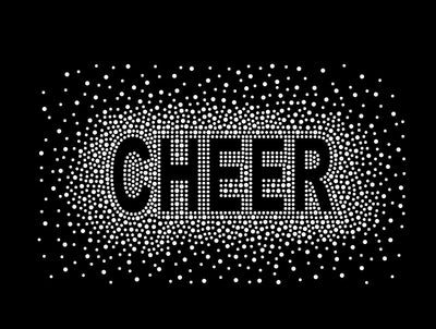 CHEER AB (iridescent) BLOCK FONT RHINESTONE BURST TRANSFER