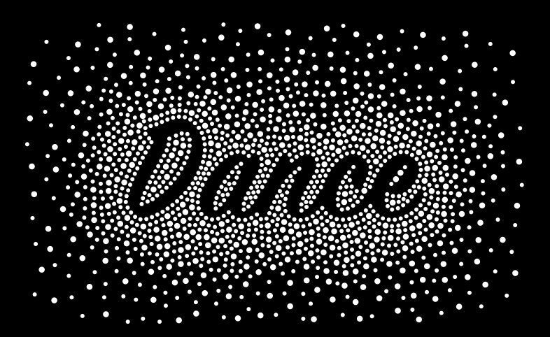 DANCE AB RHINESTONE CURSIVE BURST TRANSFER . – Glitzy Bling Transfers
