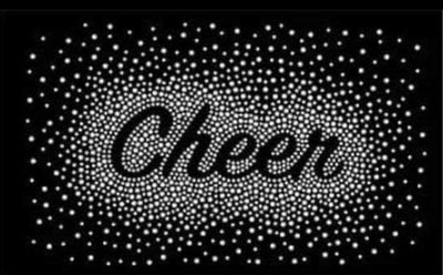 CHEER AB (iridescent) CURSIVE FONT RHINESTONE BURST TRANSFER