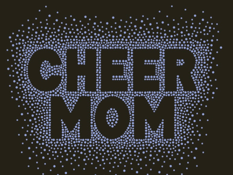 CHEER MOM SAPPHIRE BLUE RHINESTONE BURST TRANSFER