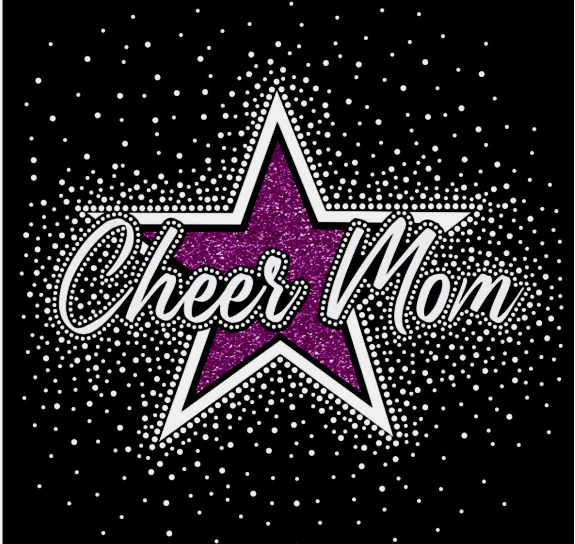 CHEER MOM STAR GLITTER & RHINESTONE TRANSFER