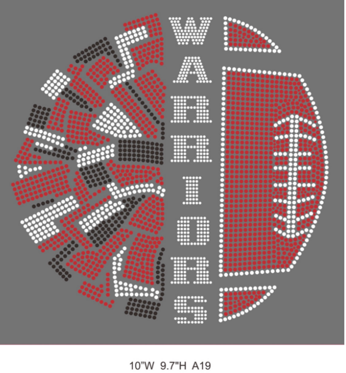 WARRIORS FOOTBALL CHEER RHINESTONE TRANSFERS